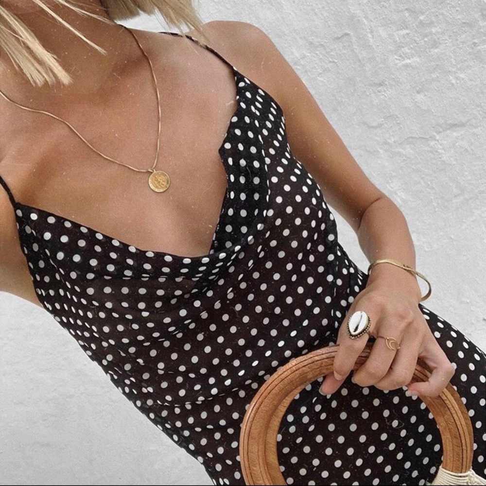 Sheer polka dot midi dress